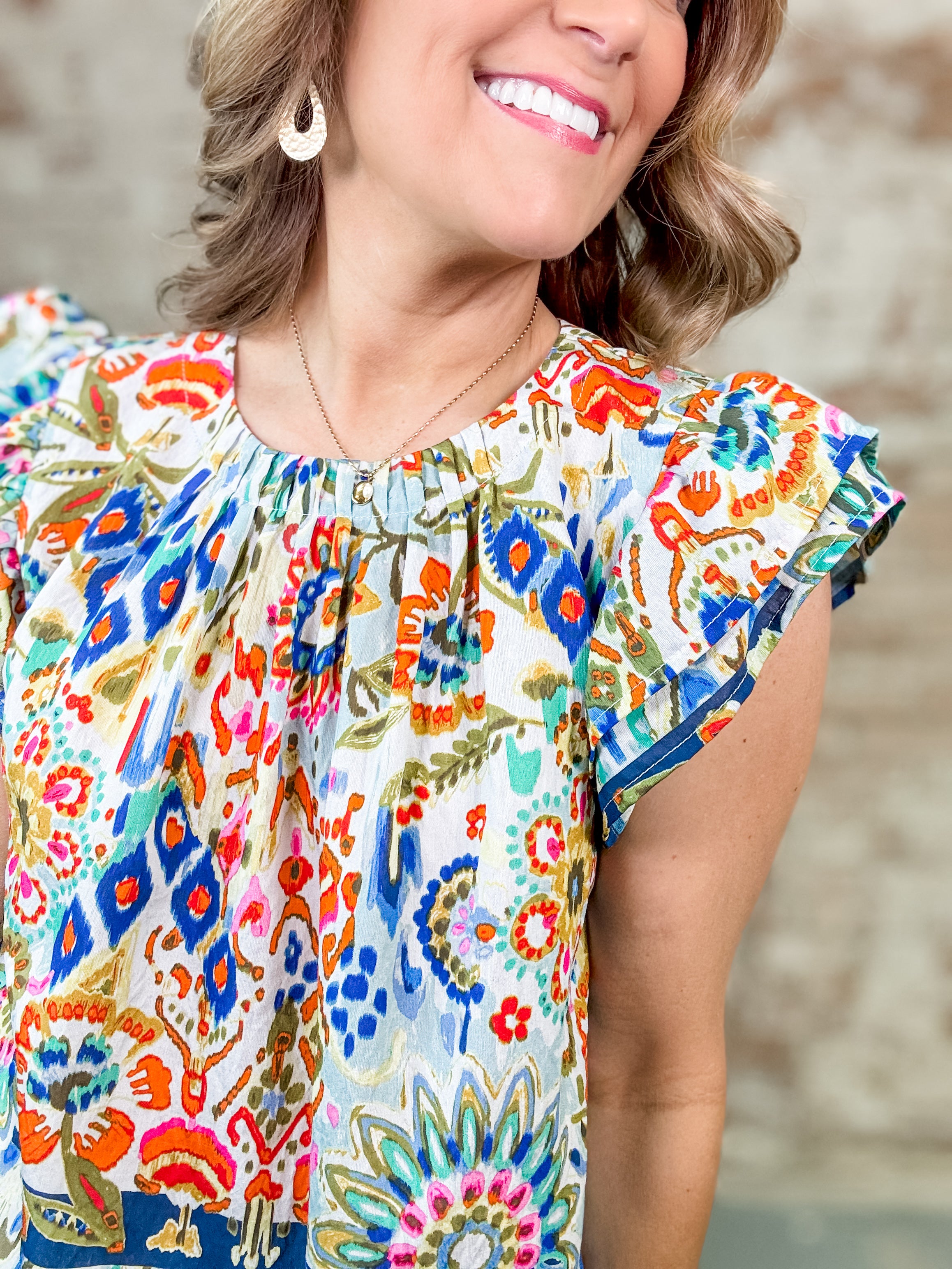 THML Janet Flutter Sleeve Top- FINAL SALE