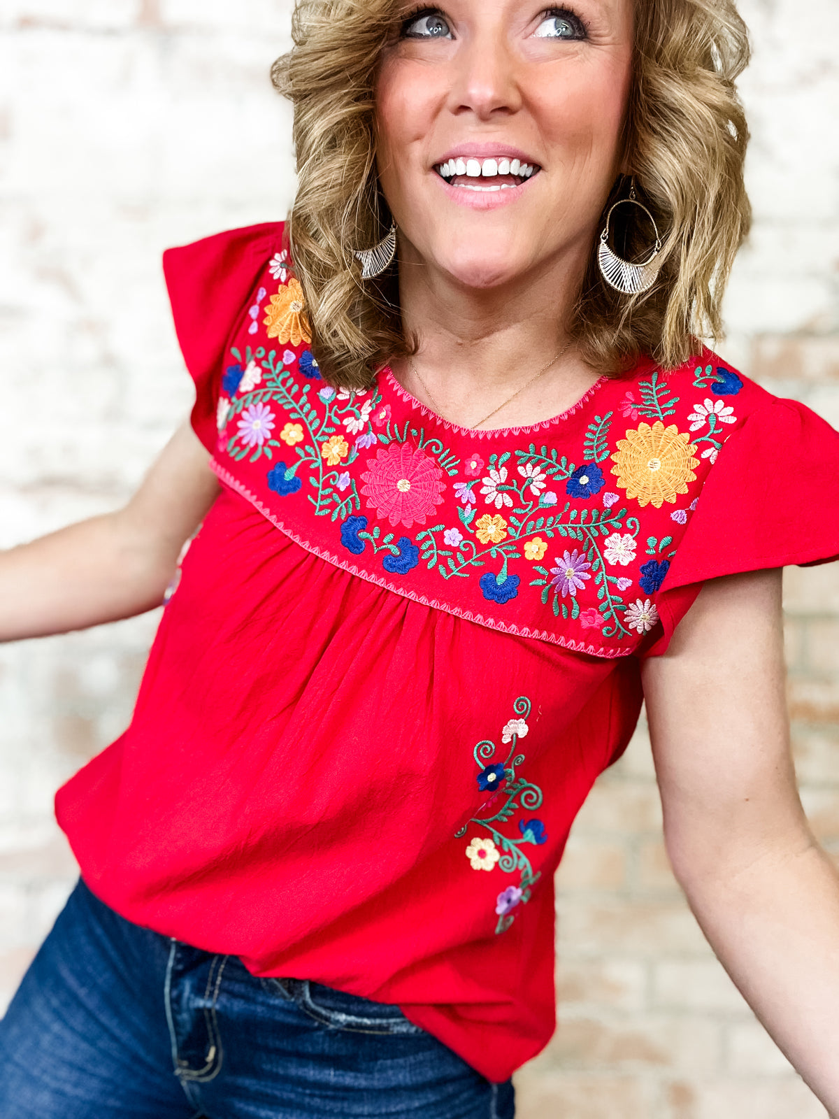 Zinnia Floral Embroidered Top