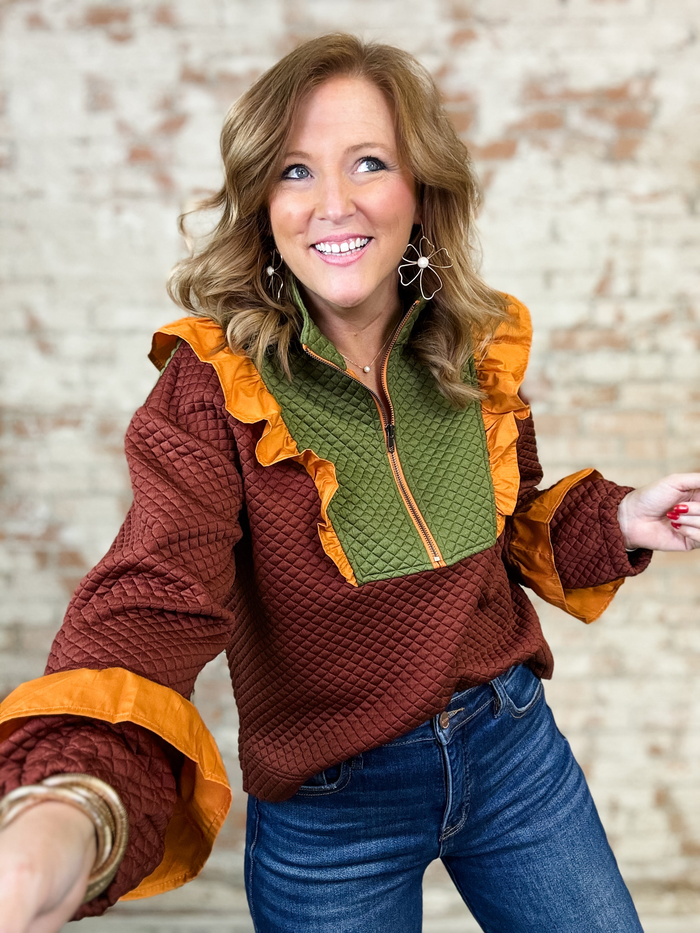 Moxie Color Block Textured Knit Top