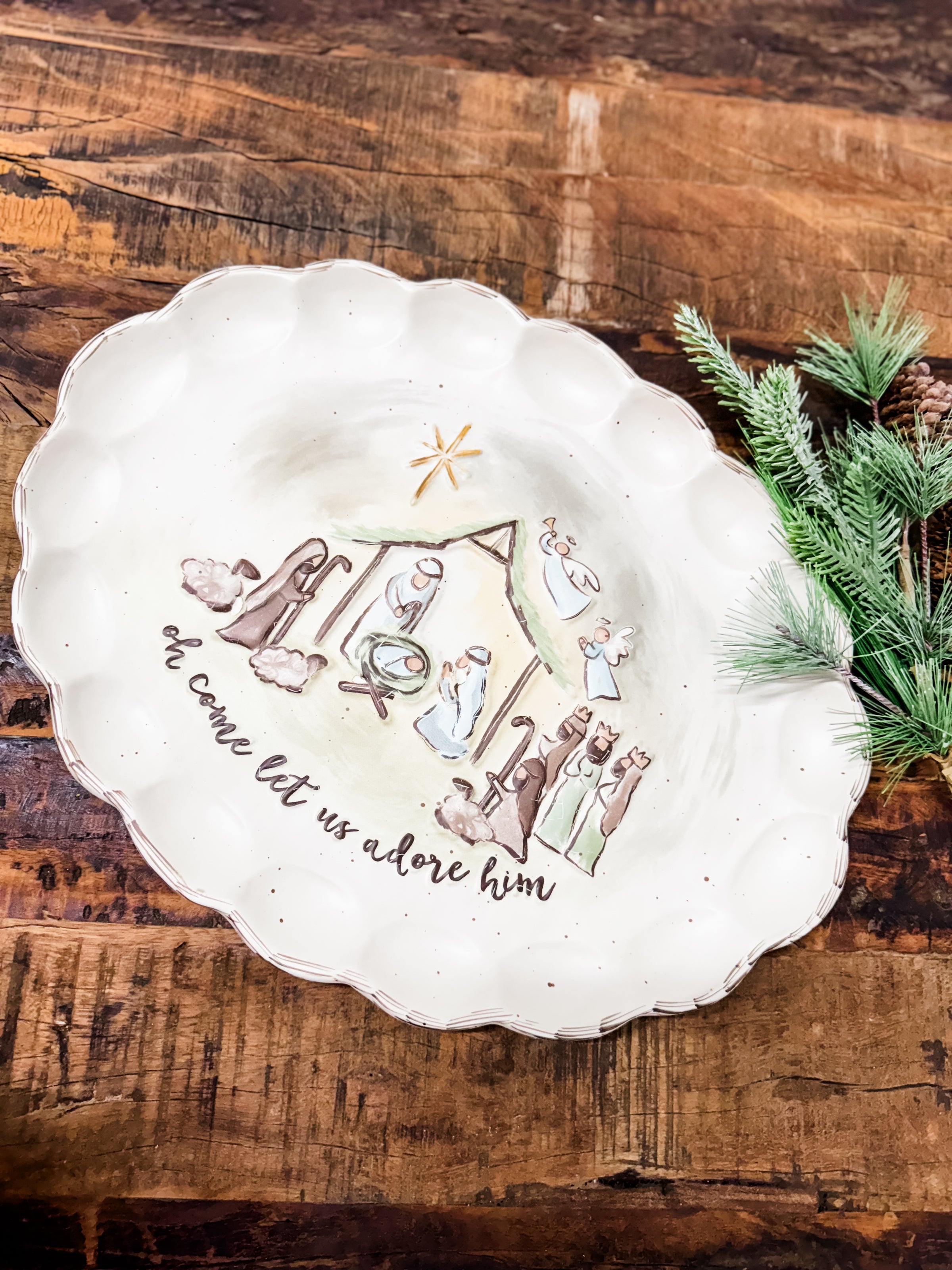 Mud Pie Nativity Scalloped Plate