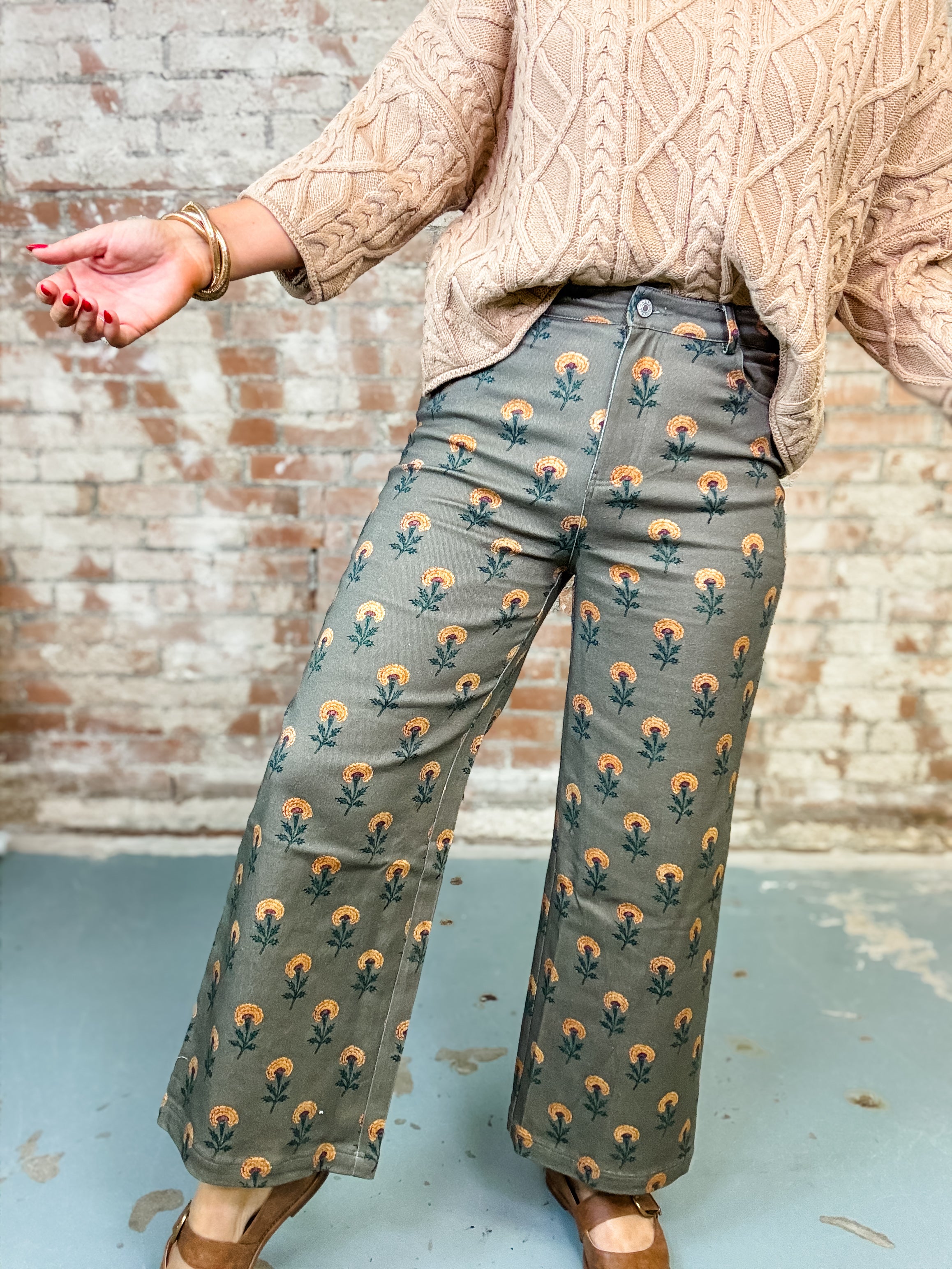 Garden Flower Stem Pants