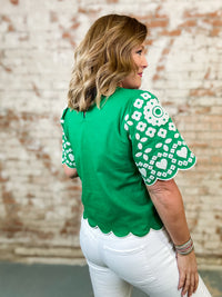 THML Tally Embroidered Scallop Hem Top - FINAL SALE