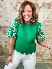 THML Tally Embroidered Scallop Hem Top - FINAL SALE