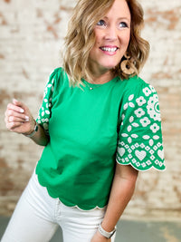 THML Tally Embroidered Scallop Hem Top - FINAL SALE