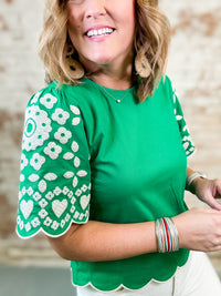 THML Tally Embroidered Scallop Hem Top - FINAL SALE