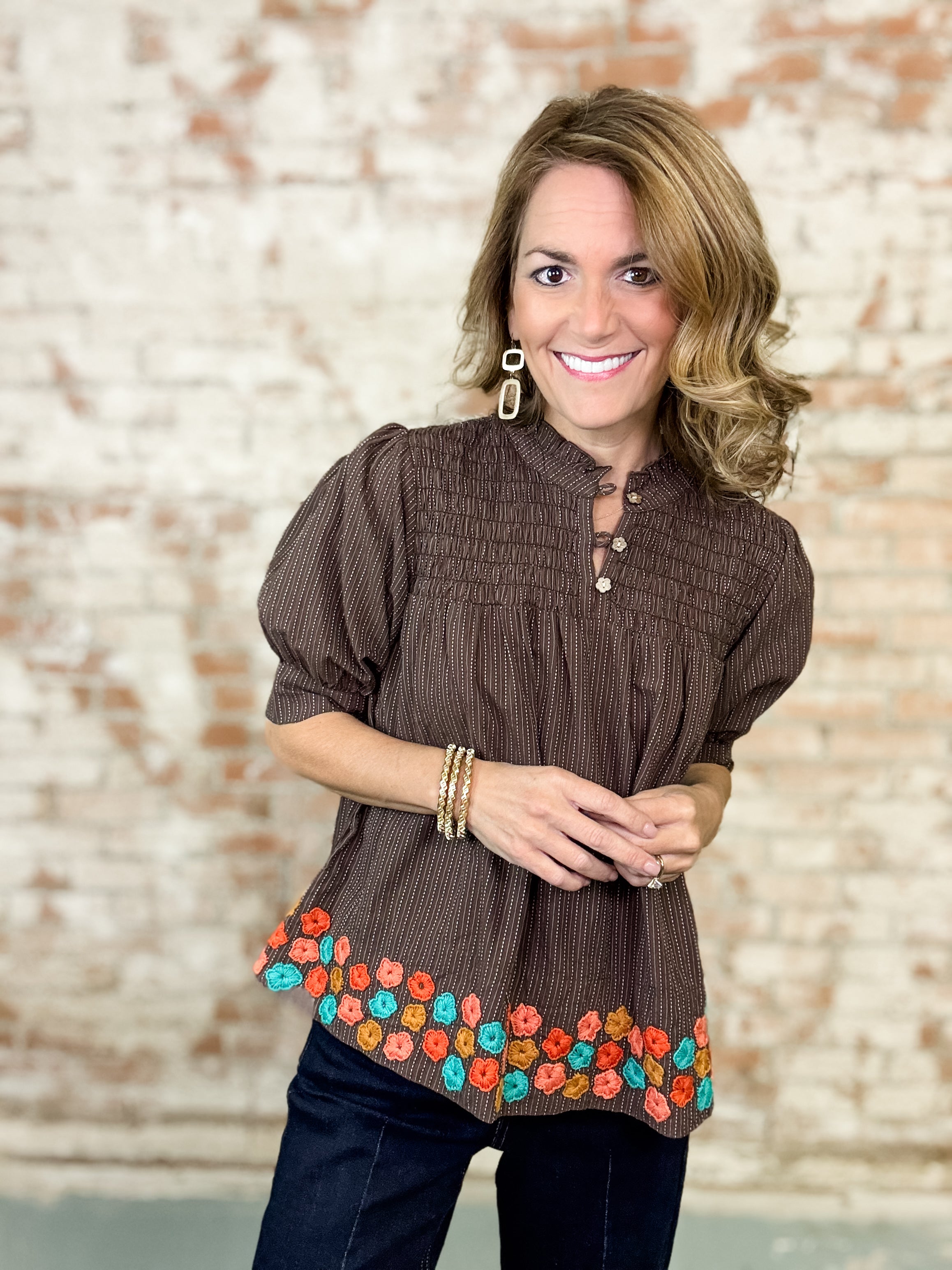 Ivy Jane Mocha Floral Top