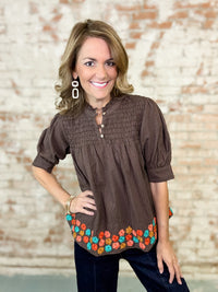Ivy Jane Mocha Floral Top