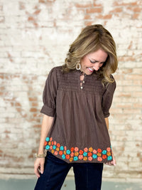 Ivy Jane Mocha Floral Top