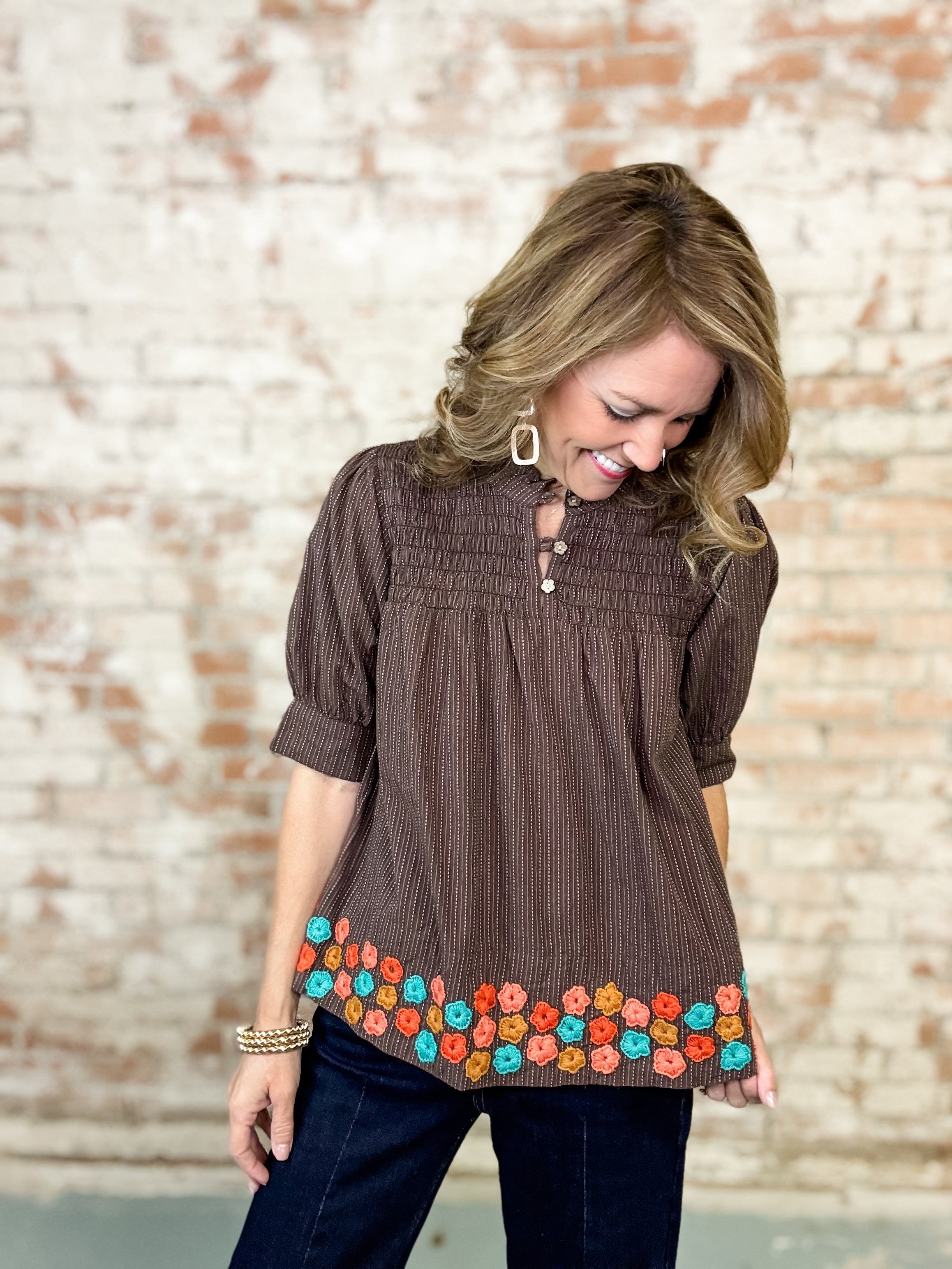 Ivy Jane Mocha Floral Top