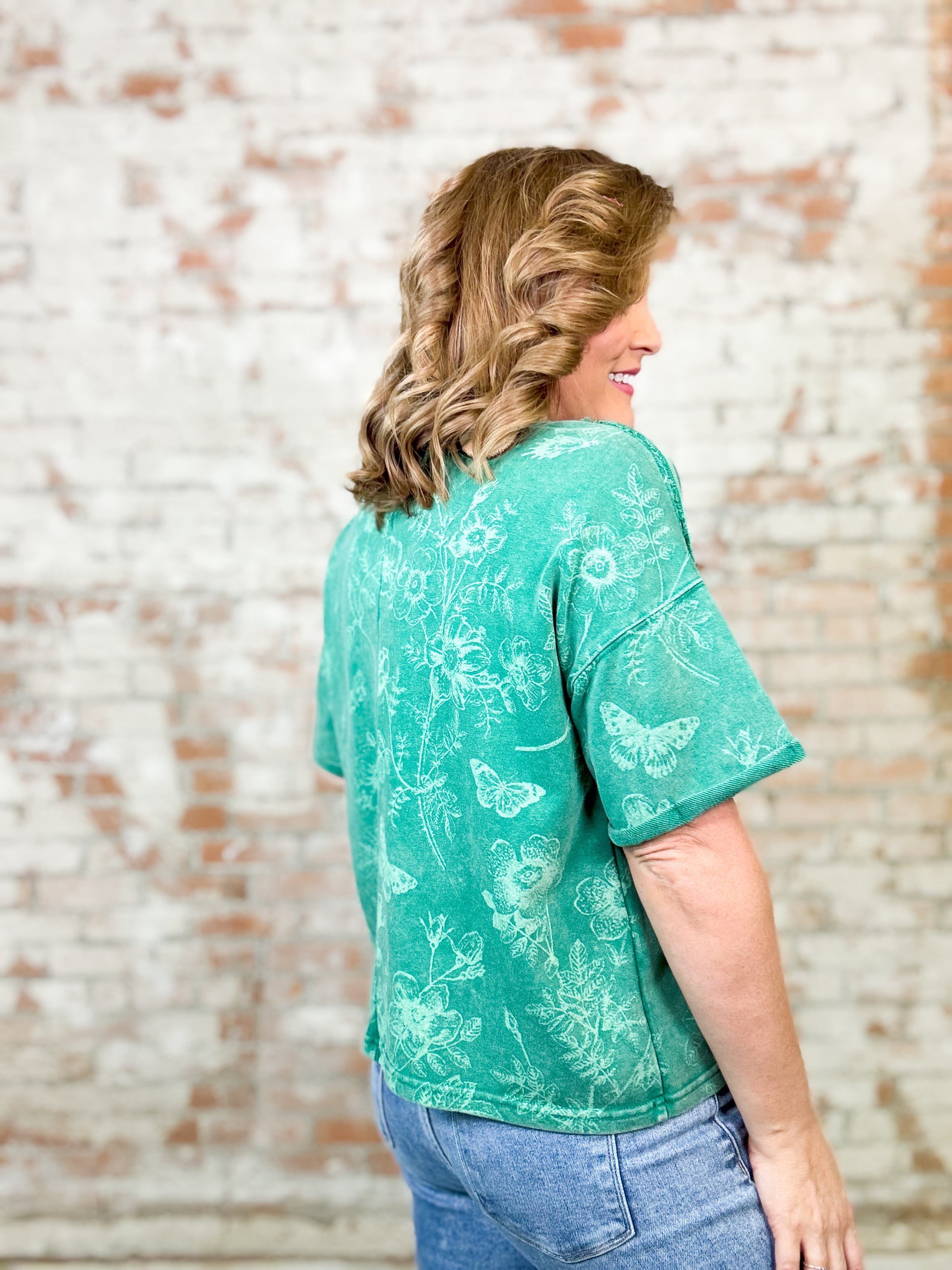 Aledo Printed Terry Top