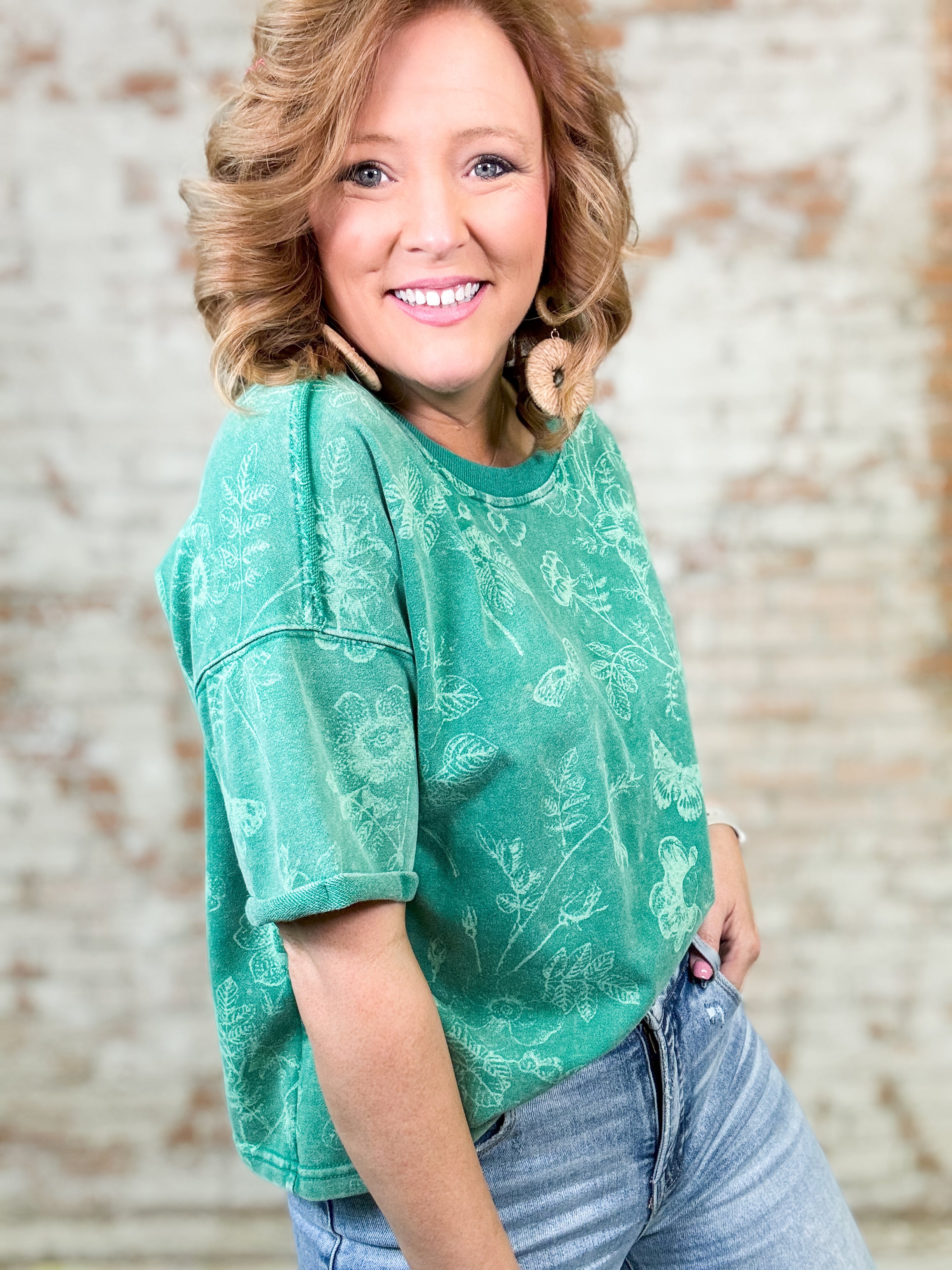 Aledo Printed Terry Top