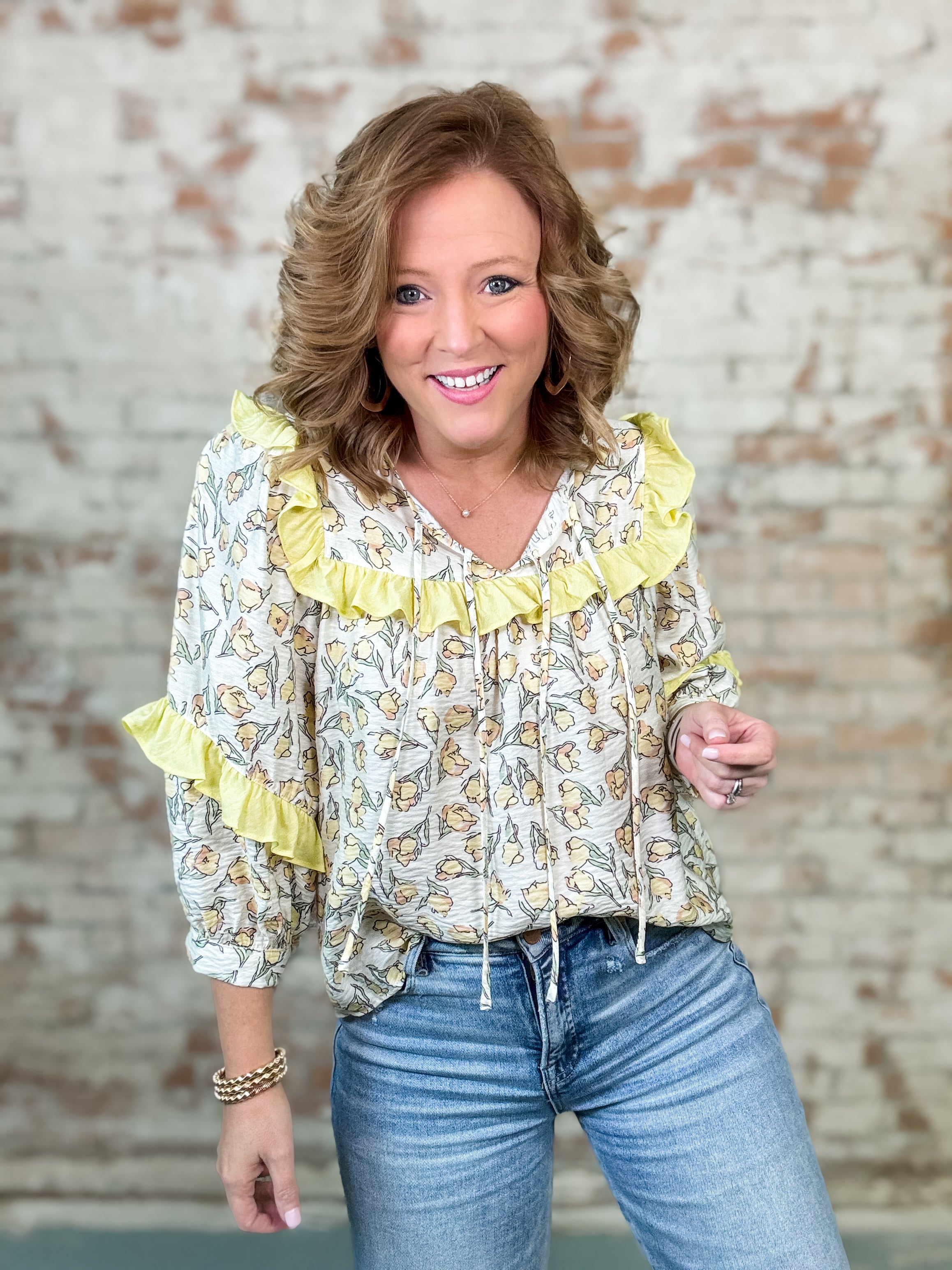 Tracey Floral Ruffle Top