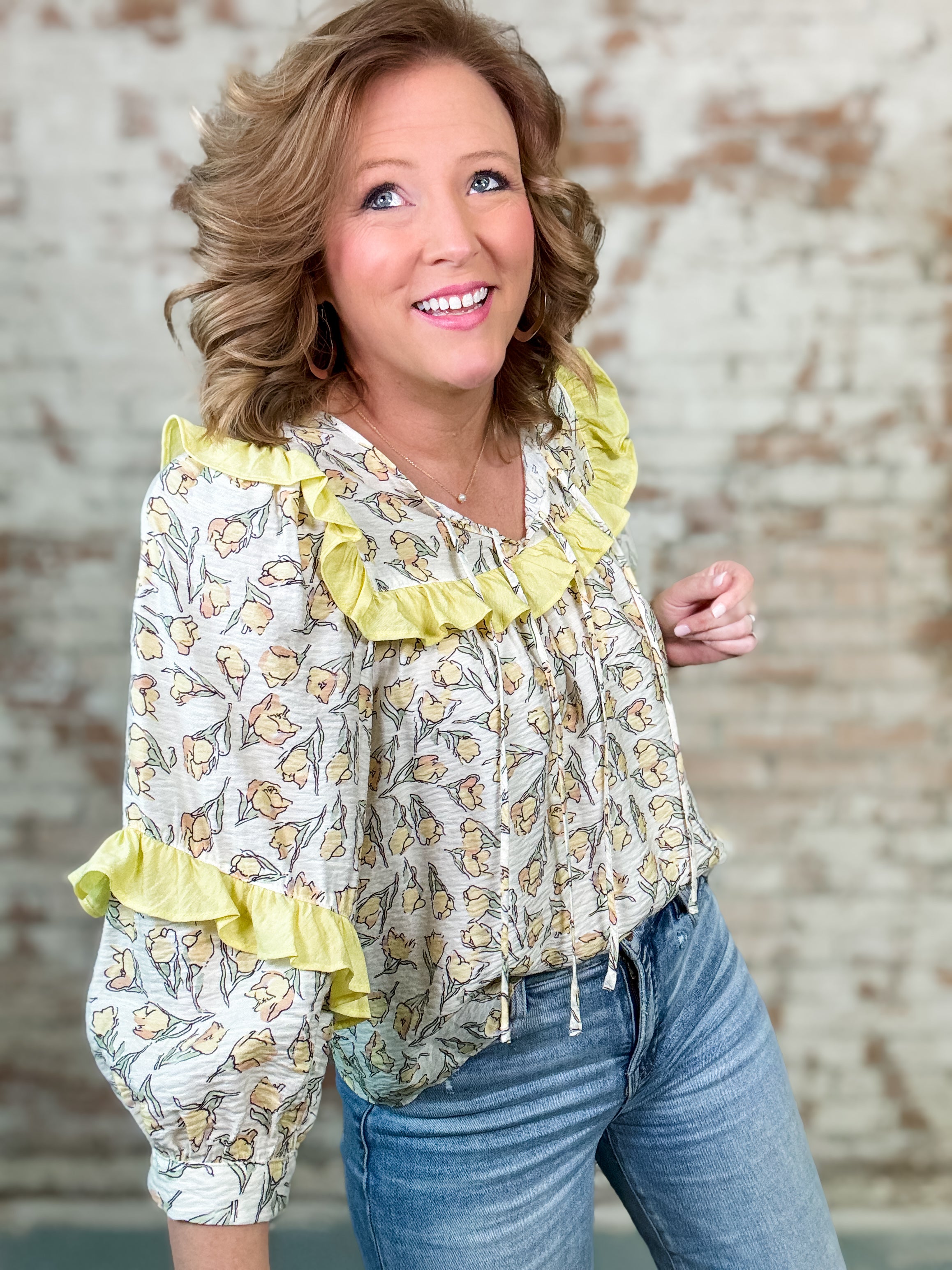 Tracey Floral Ruffle Top