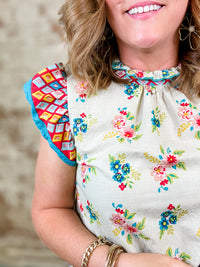 THML Marlee Mixed Print Top-FINAL SALE