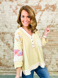 Sammye Mixed Print Henley Top