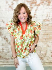 THML Clementine Flower Print Top - FINAL SALE