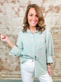 Aileen Button Front Stripe Top