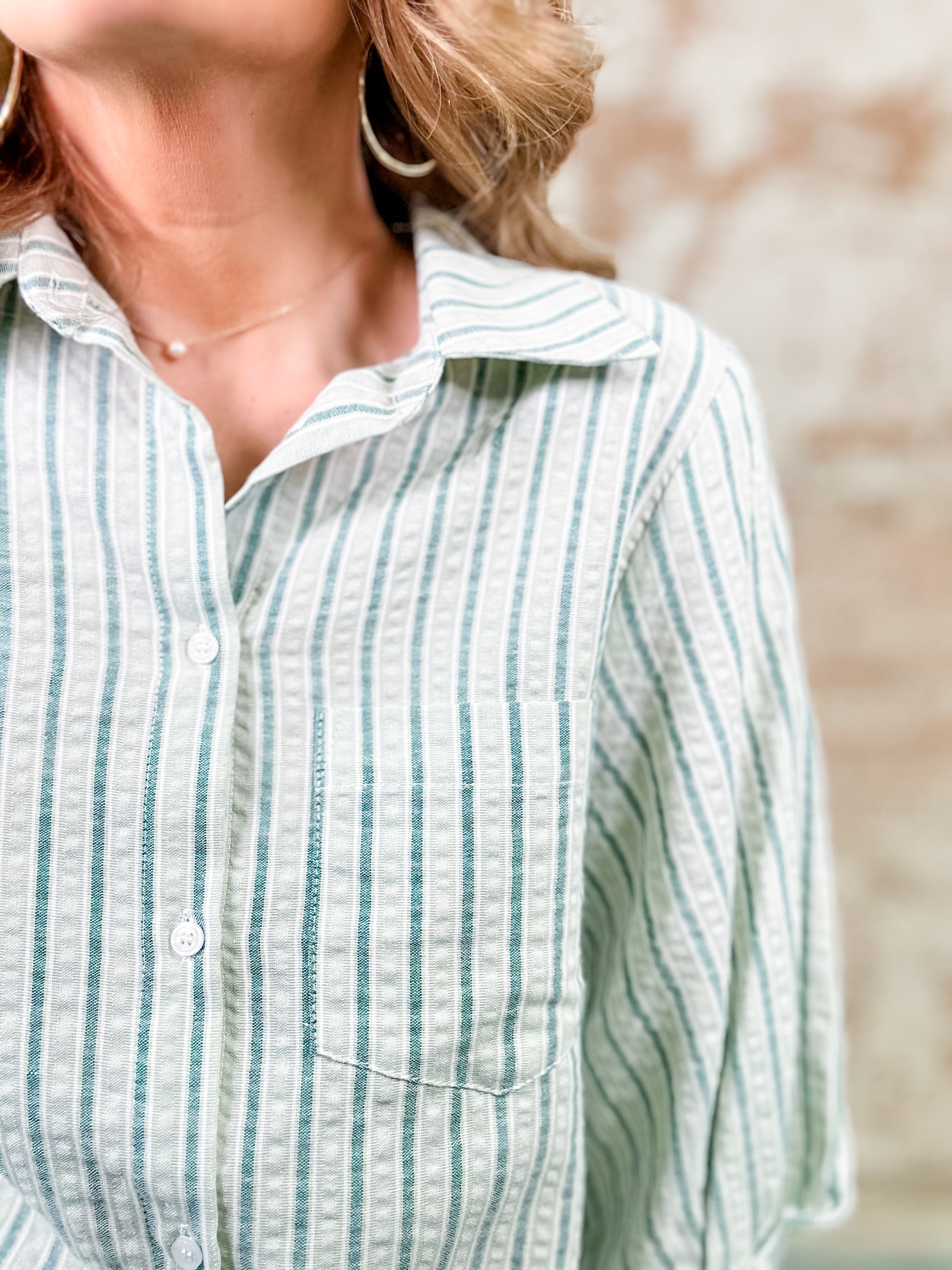 Aileen Button Front Stripe Top