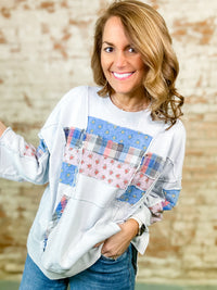 Kiana Patchwork Terry Knit Top