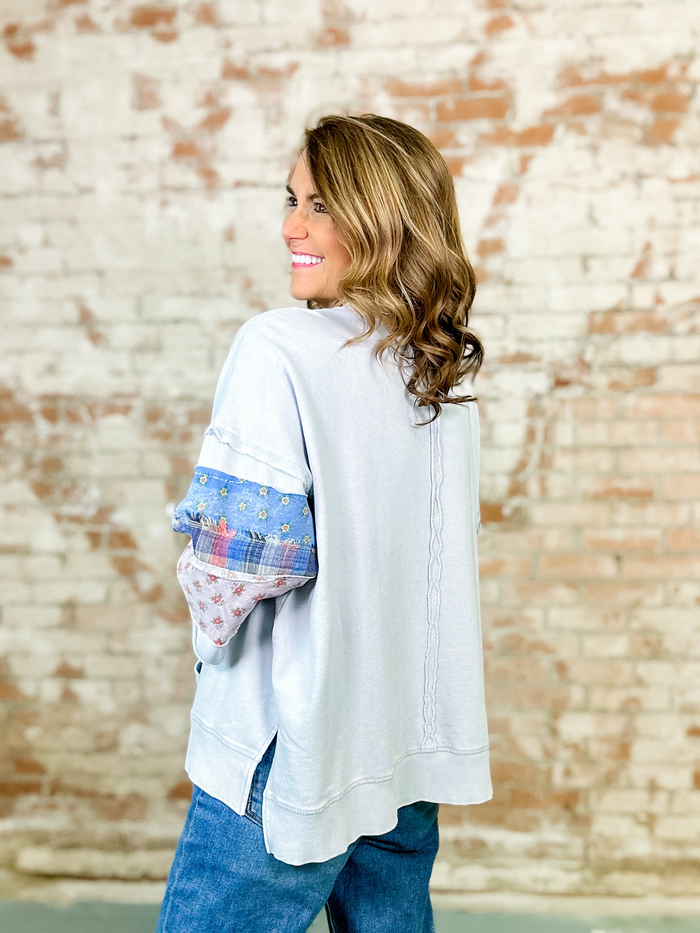 Kiana Patchwork Terry Knit Top