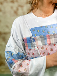 Kiana Patchwork Terry Knit Top