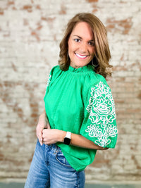 THML Korista Embroidered Sleeve Top - FINAL SALE