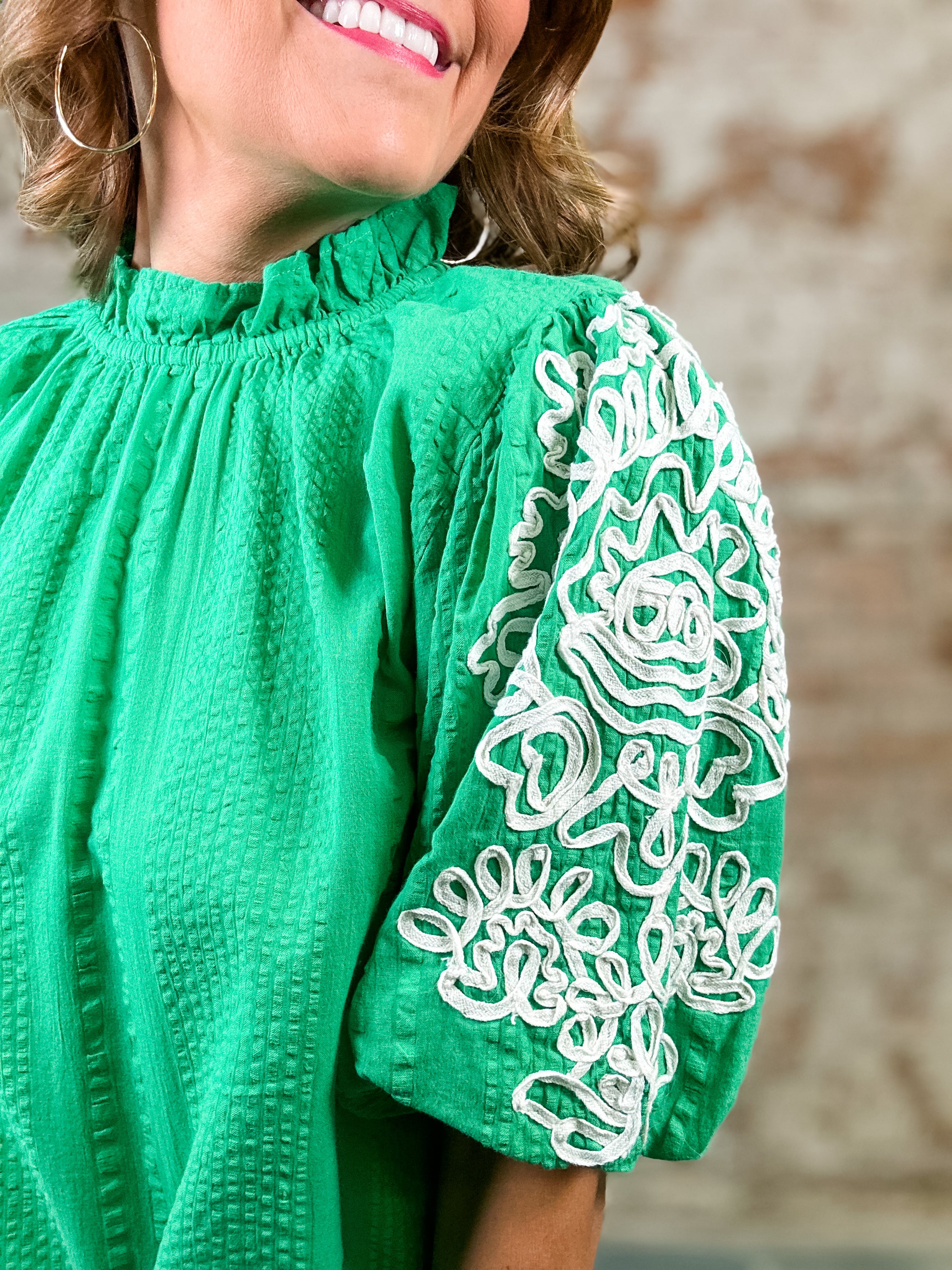 THML Korista Embroidered Sleeve Top - FINAL SALE