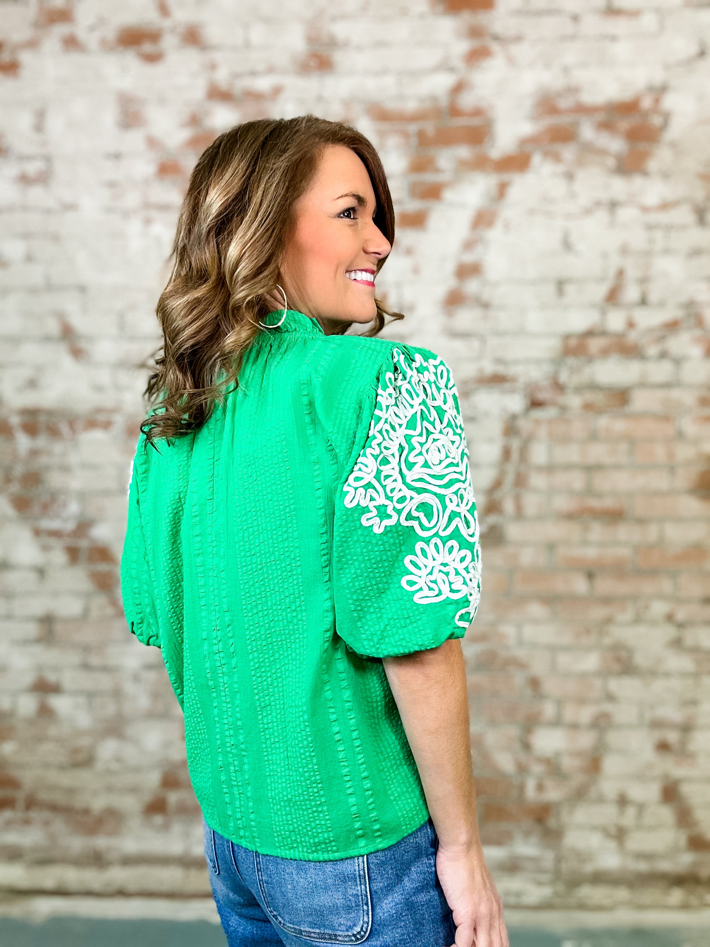 THML Korista Embroidered Sleeve Top - FINAL SALE