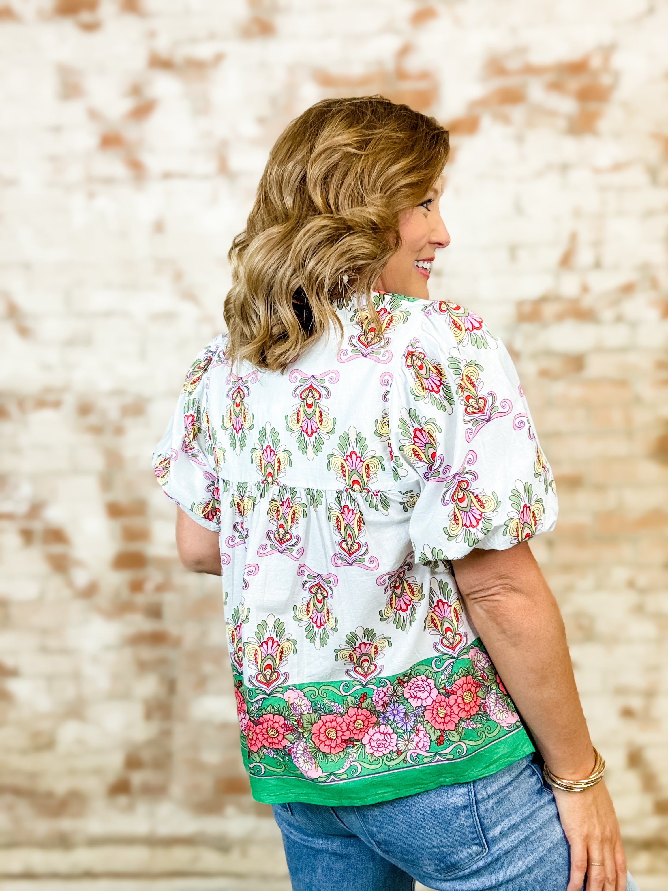 THML Bridget Mixed Print Top - FINAL SALE