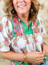 THML Bridget Mixed Print Top - FINAL SALE