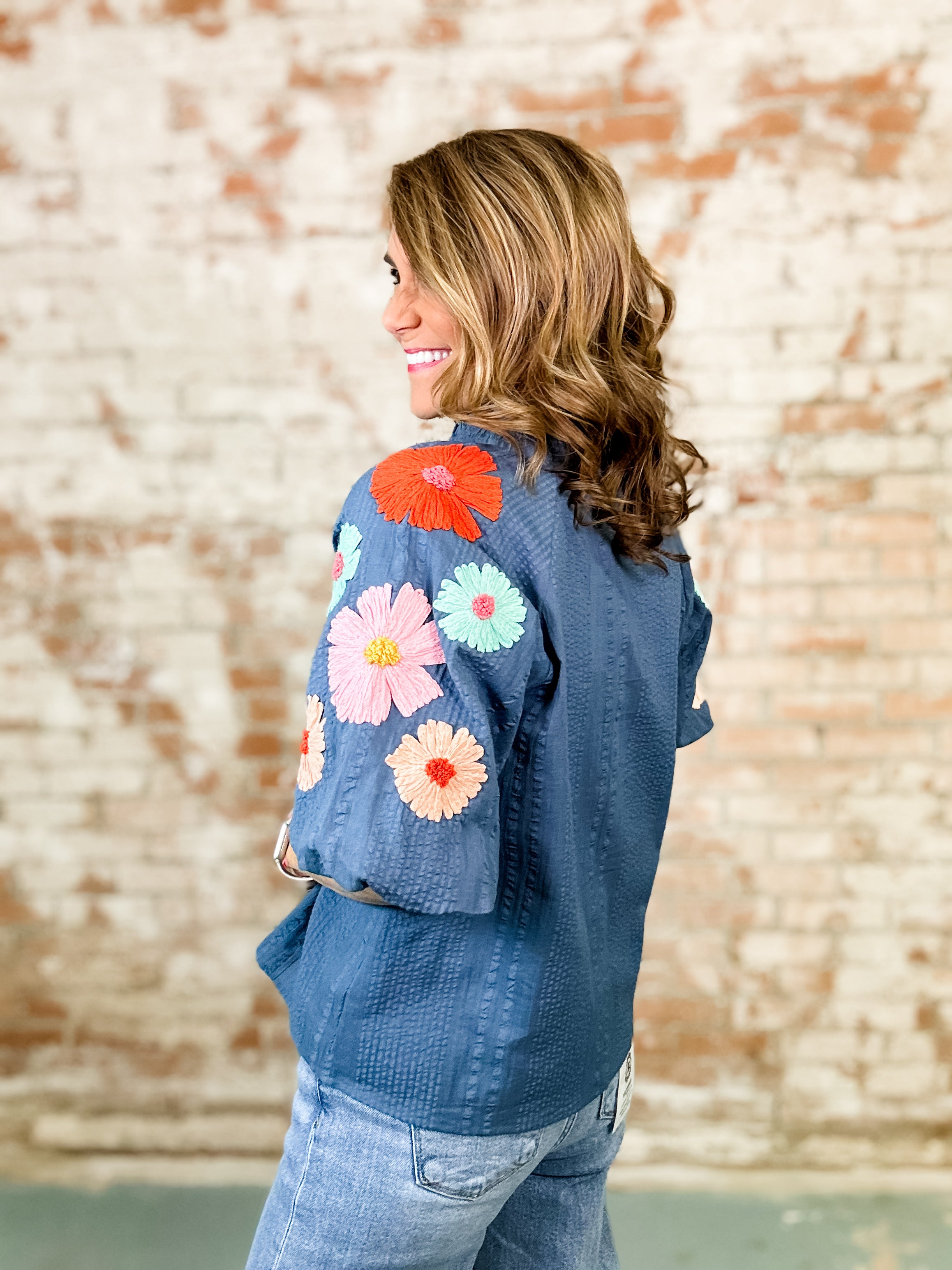 THML Nichola Embroidered Sleeve Top - FINAL SALE