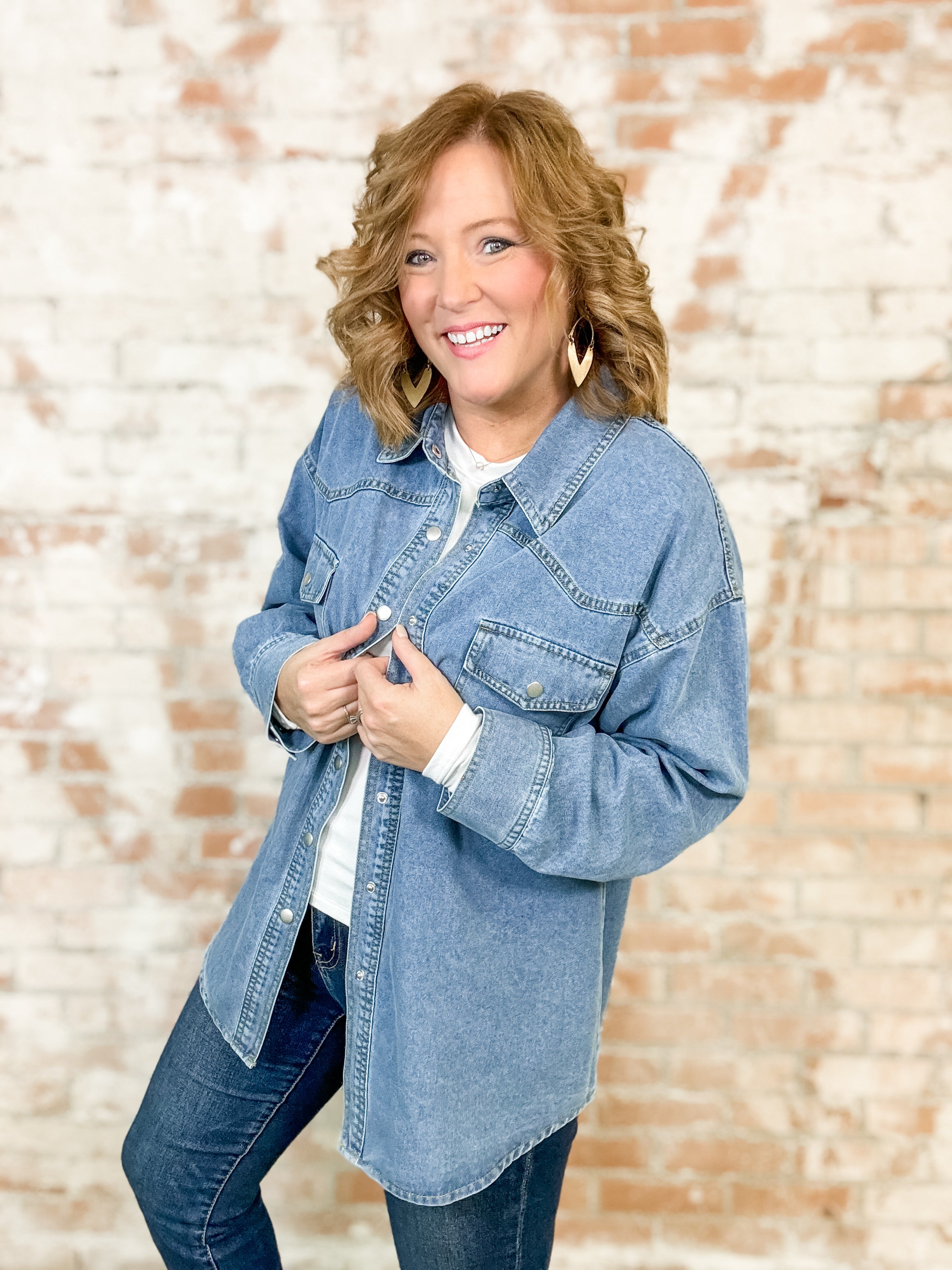 Alexus Denim Snap Front Top - FINAL SALE