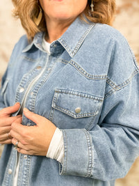 Alexus Denim Snap Front Top - FINAL SALE