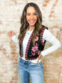 Ruston Corduroy Floral Embroidered Vest - FINAL SALE