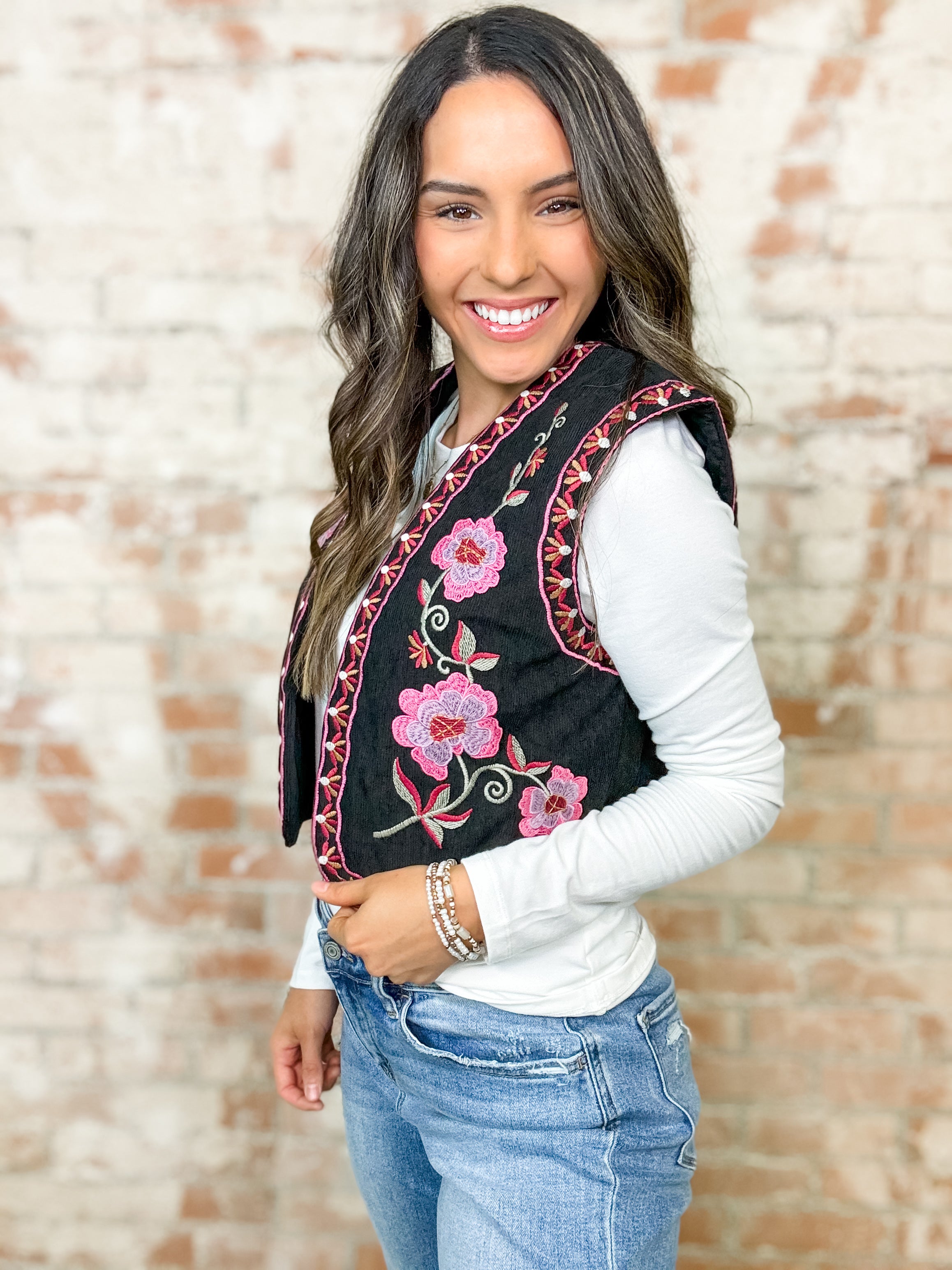 Ruston Corduroy Floral Embroidered Vest - FINAL SALE