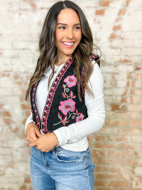 Ruston Corduroy Floral Embroidered Vest - FINAL SALE