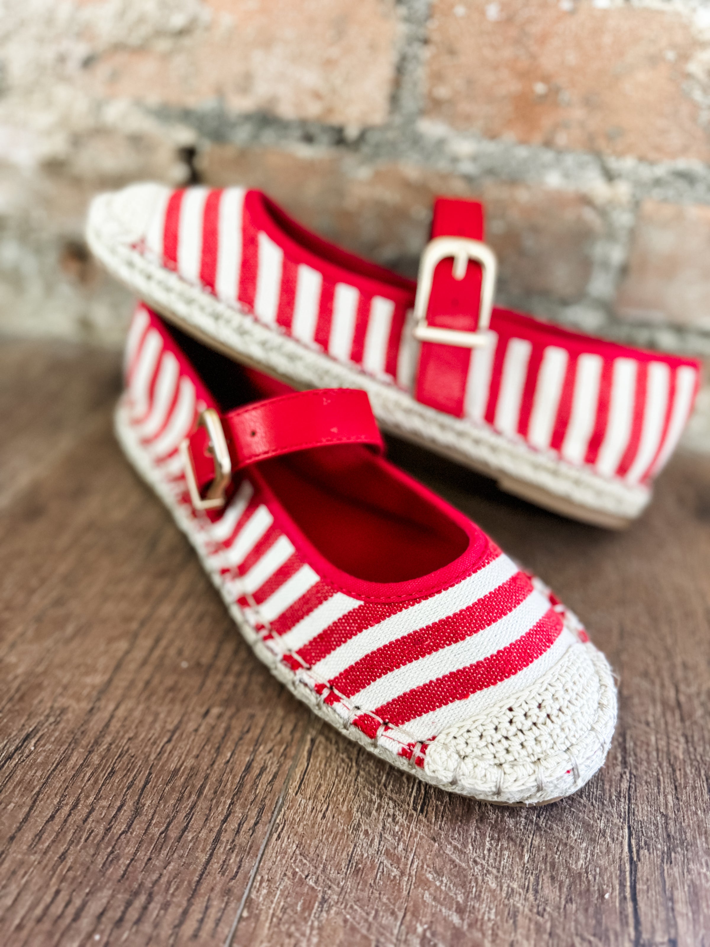 Red Stripe Corlie Raffia Shoe - FINAL SALE