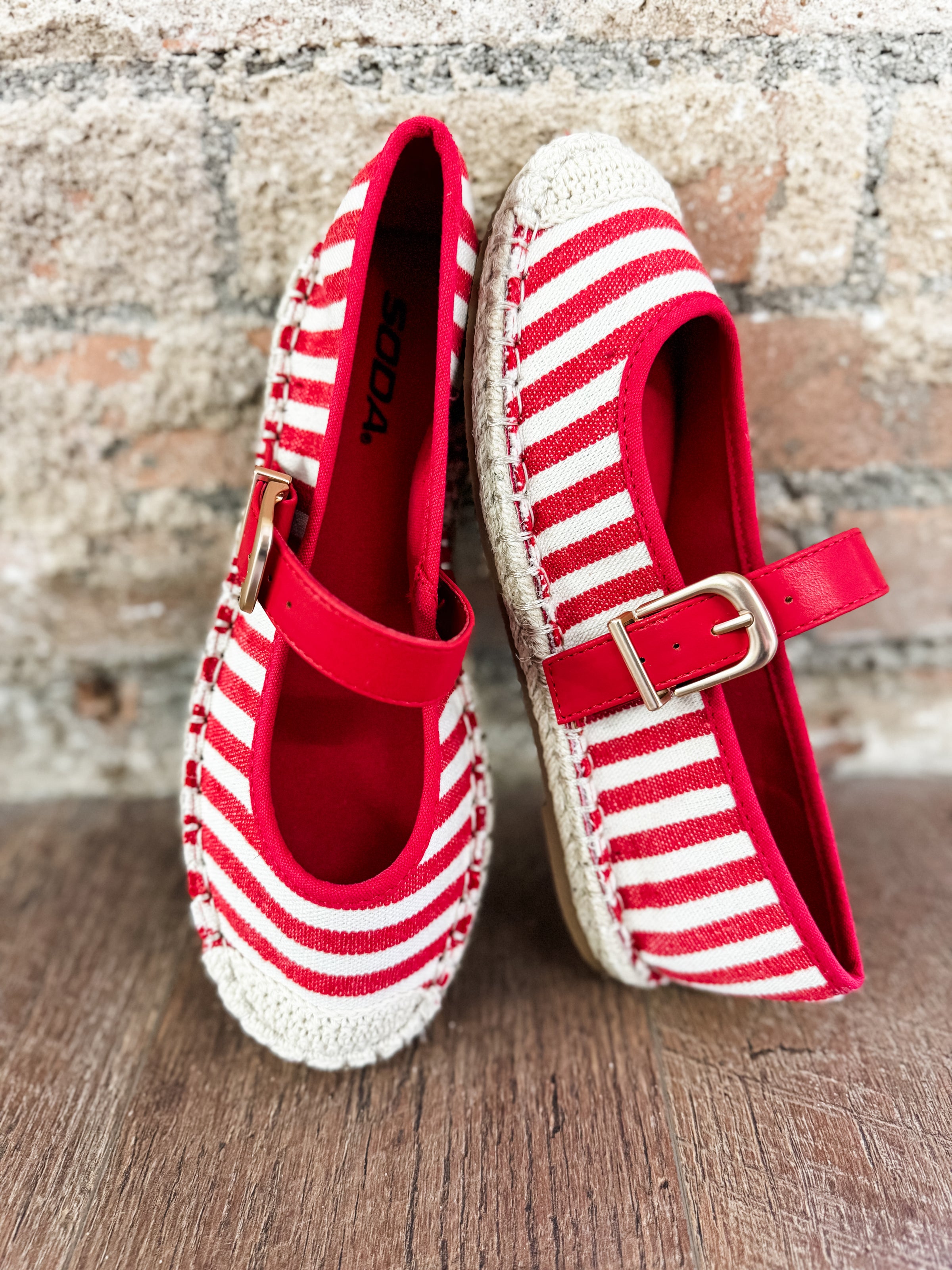 Red Stripe Corlie Raffia Shoe - FINAL SALE
