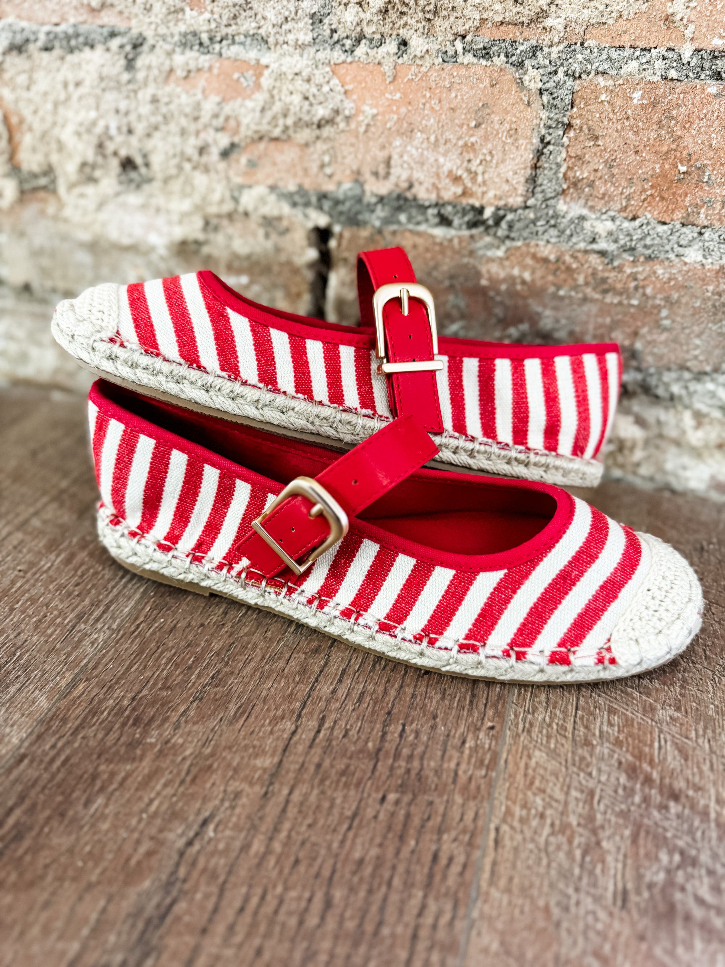 Red Stripe Corlie Raffia Shoe - FINAL SALE