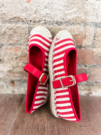 Red Stripe Corlie Raffia Shoe - FINAL SALE