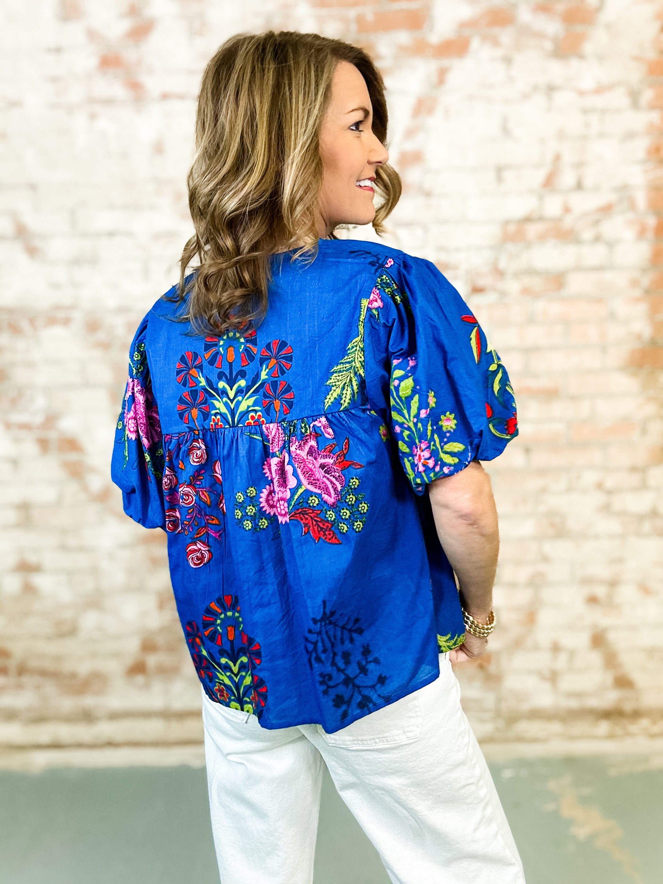 THML Nicole Floral Tassel Tie Top- FINAL SALE