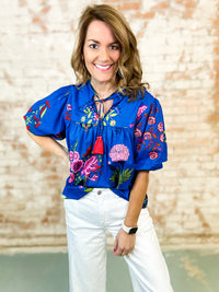 THML Nicole Floral Tassel Tie Top- FINAL SALE