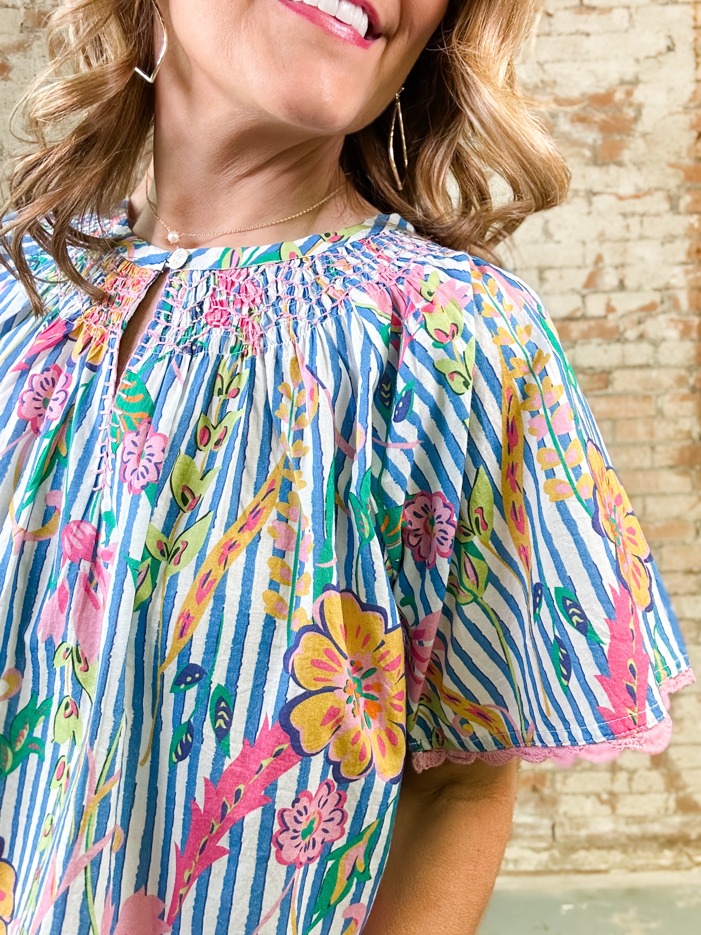 THML Shelley Floral Striped Top - FINAL SALE