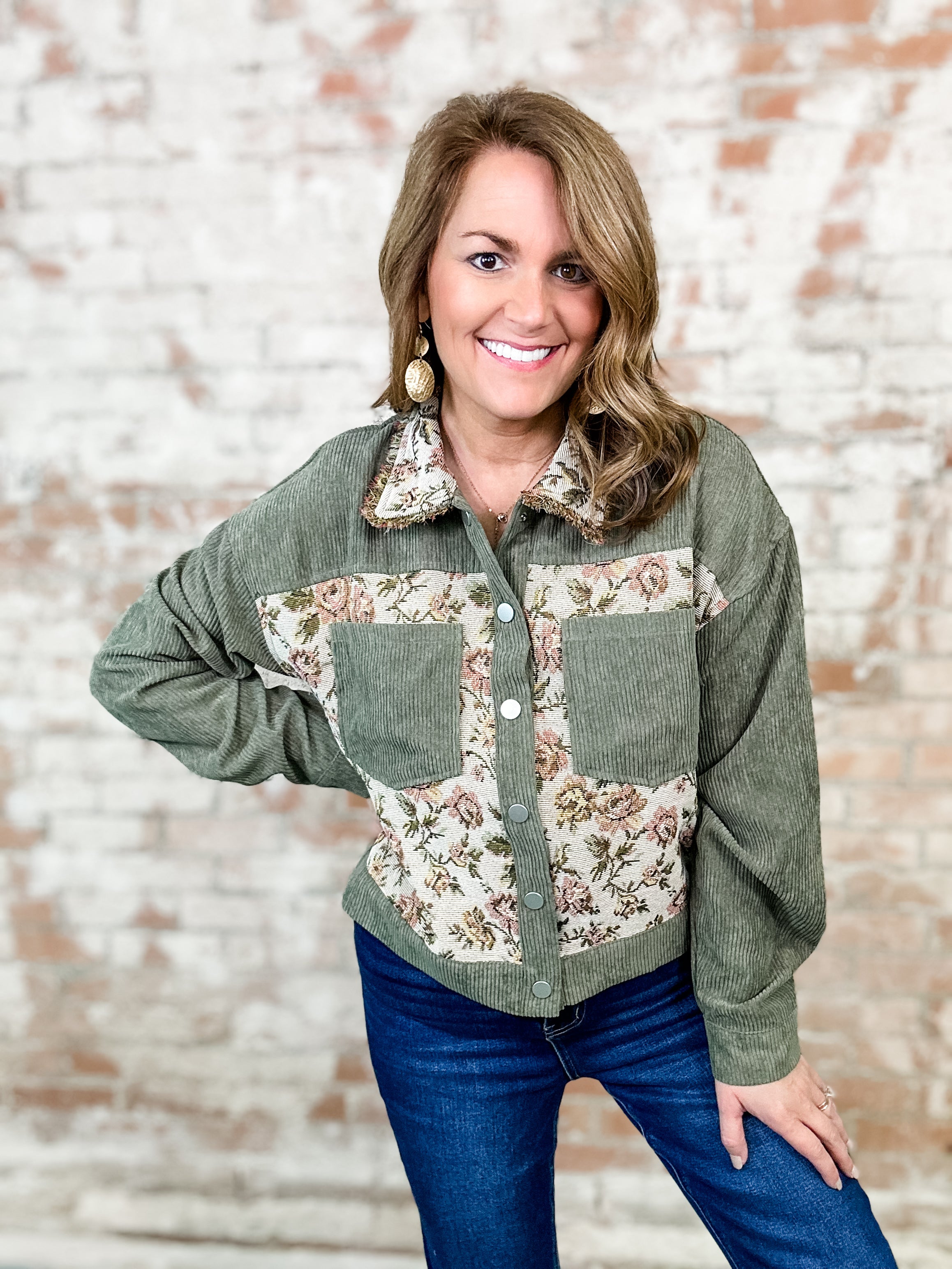 Fiona Corduroy Jacquard Floral Jacket - FINAL SALE