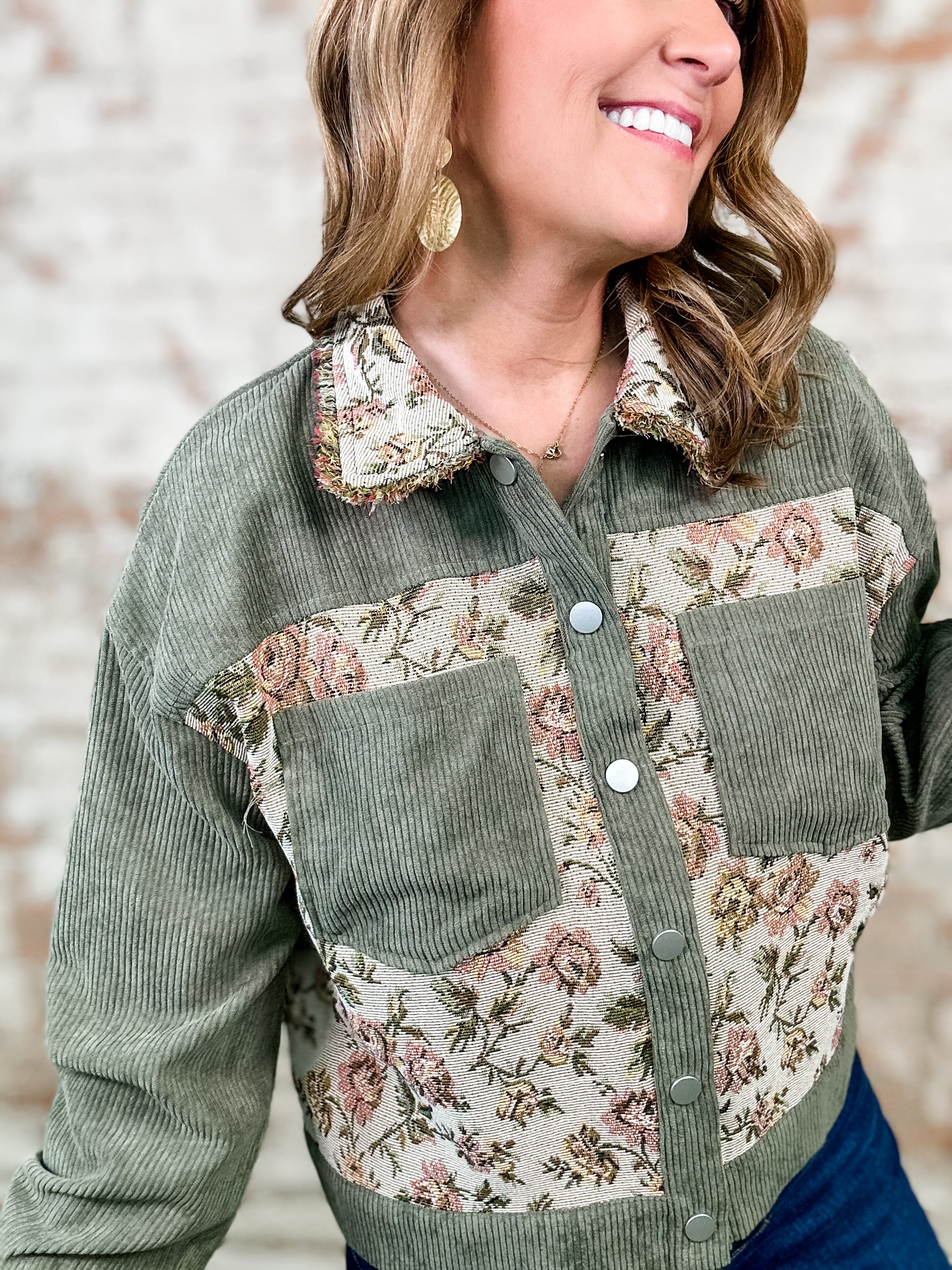 Fiona Corduroy Jacquard Floral Jacket - FINAL SALE