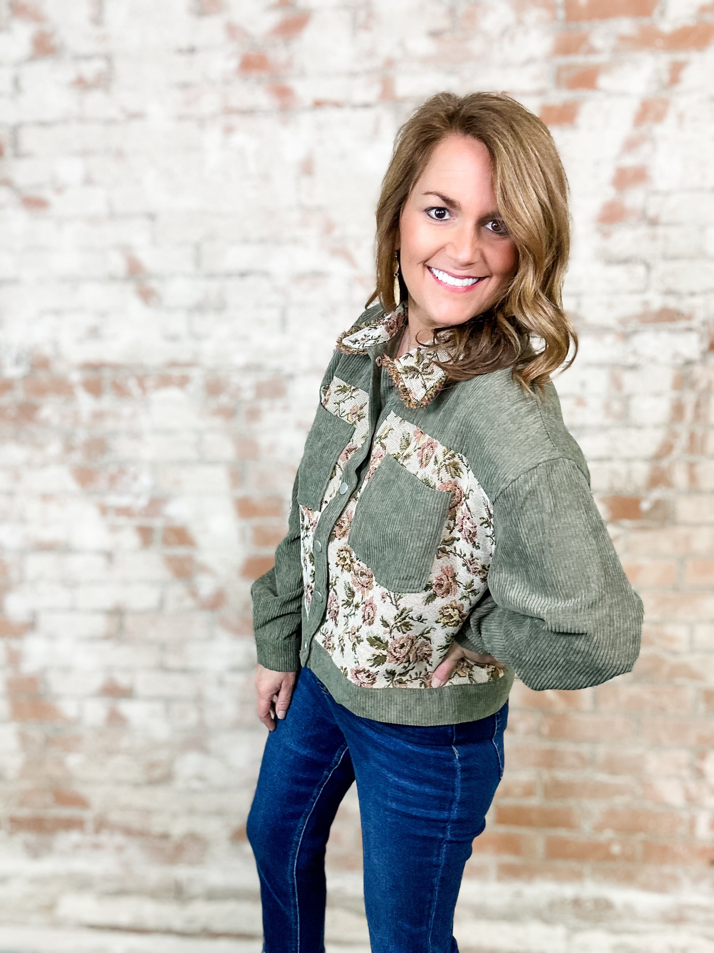 Fiona Corduroy Jacquard Floral Jacket - FINAL SALE