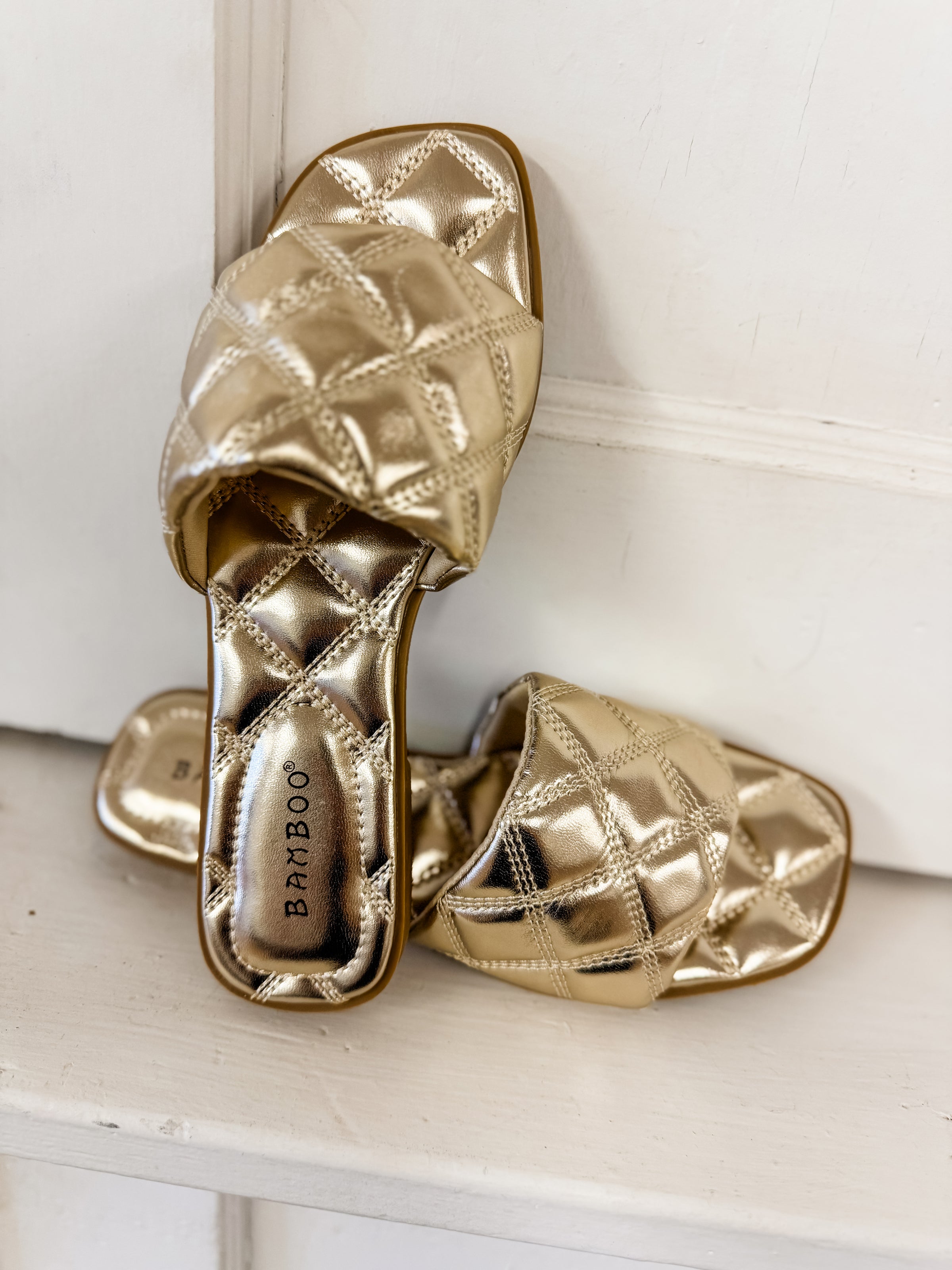 Trudi Quilted Gold Sandal - FINAL SALE