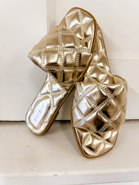 Trudi Quilted Gold Sandal - FINAL SALE