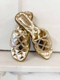 Trudi Quilted Gold Sandal - FINAL SALE