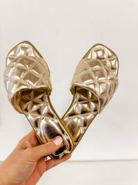 Trudi Quilted Gold Sandal - FINAL SALE